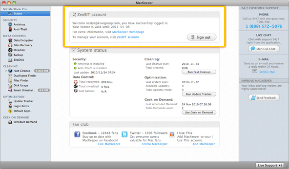 MacKeeper Status Page