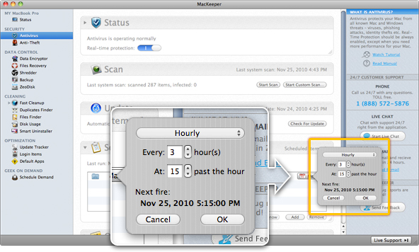 MacKeeper Antivirus Schedule: Hourly