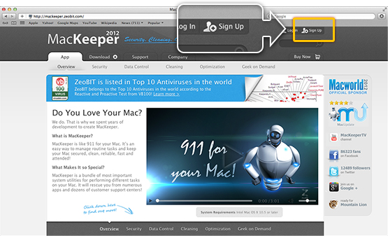 Signup at the MacKeeper Website