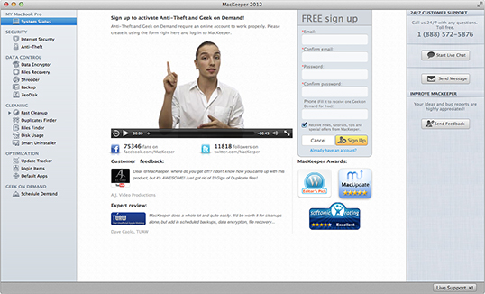 Signup Page of MacKeeper