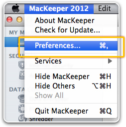 To open the Preferences window, in the application menu click MacKeeper, Preferences.