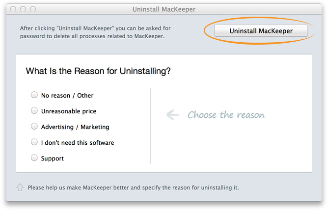 Click Uninstall MacKeeper.
