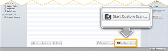 To scan a specific folder, click Start Custom Scan.