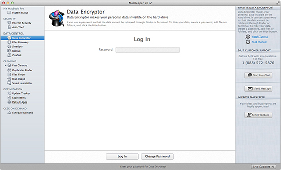Enter the password that you created for Data Encryptor.