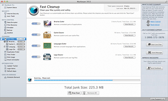 Fast Cleanup. Progress Bar