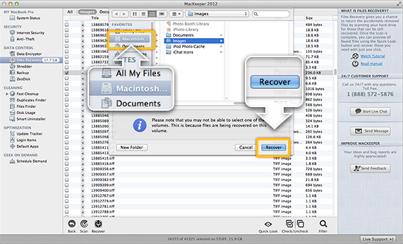 Select where to save the recovered files.
