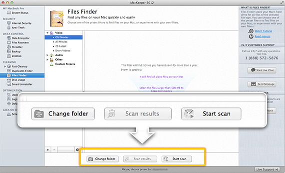 Files Finder. Page Controls