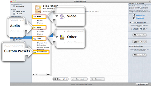 Files Finder. Filtering Options