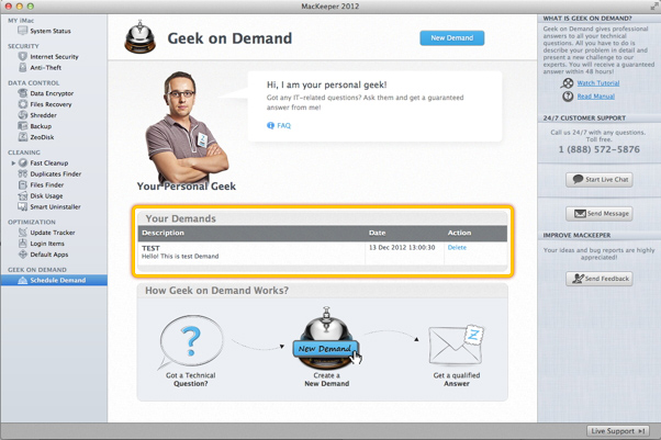 Geek on Demand. Your Demands Activity List