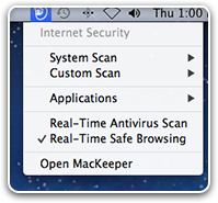 MacKeeper Menu in the Menu Bar